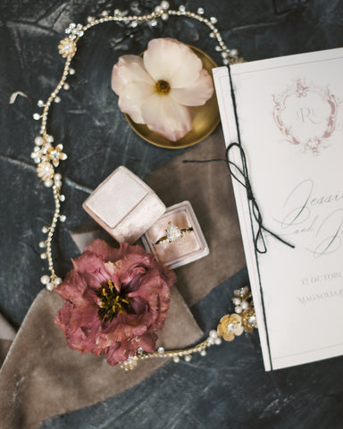 Parisian Inspired wedding as featured on Martha Stewart Wedding. Velvet Ribbon and Hand spun Twine by The Lesser Bear Invitation by Auburn and Ivory Creative Photo by Henry Photography