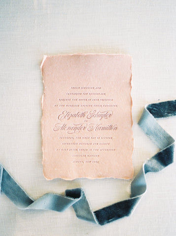 Silk Velvet Ribbon in Blue by The Lesser Bear, Paper goods by CheerUp Press Styling Auburn and Ivory and Photo by Henry Photography