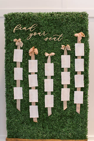 Seating chart created by Auburn and Ivory with silk ribbon by The Lesser Bear photo by Leigh Elizabeth