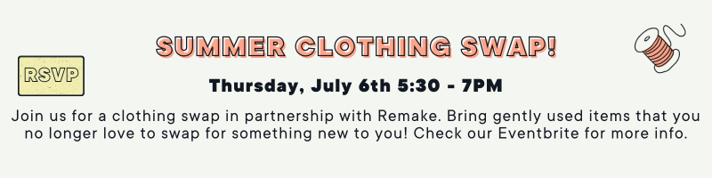 summer clothing swap - click to rsvp and check Eventbrite for more info