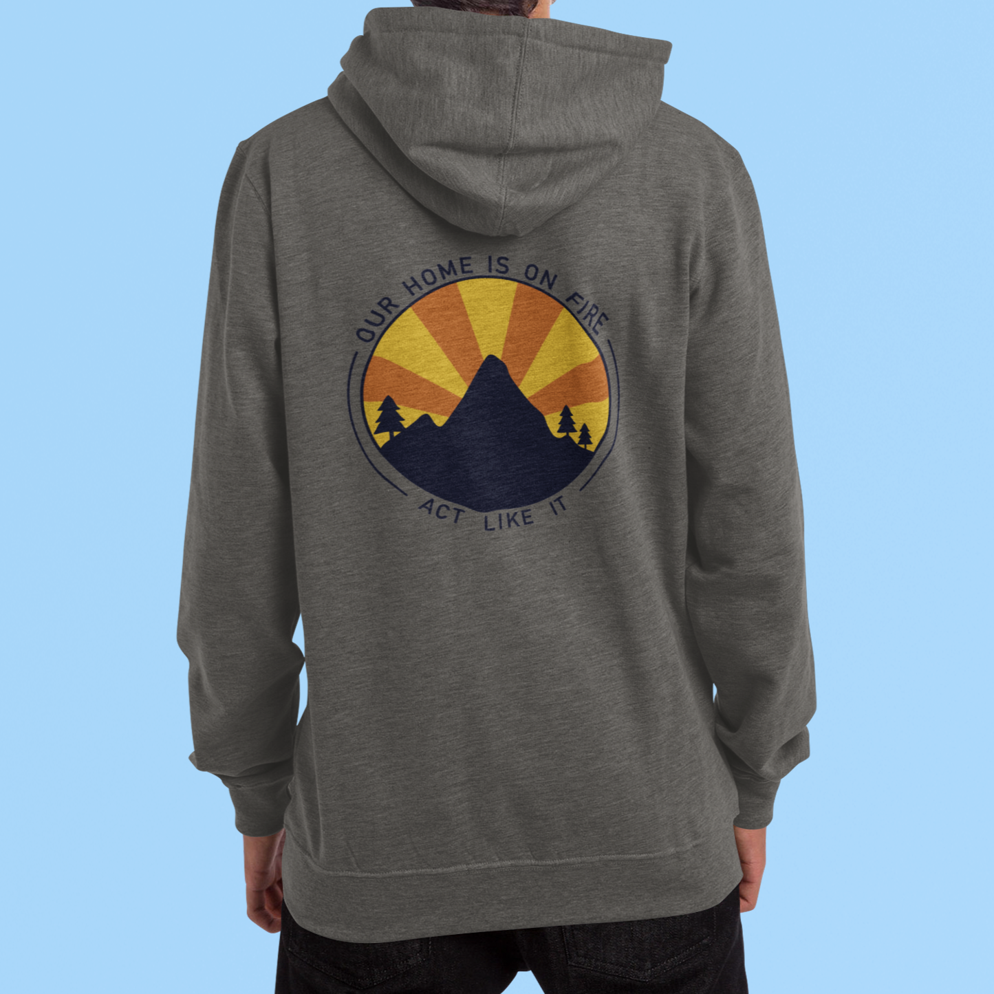 Our Home Is On Fire Eco Zip Up Hoodie - Charcoal Gray