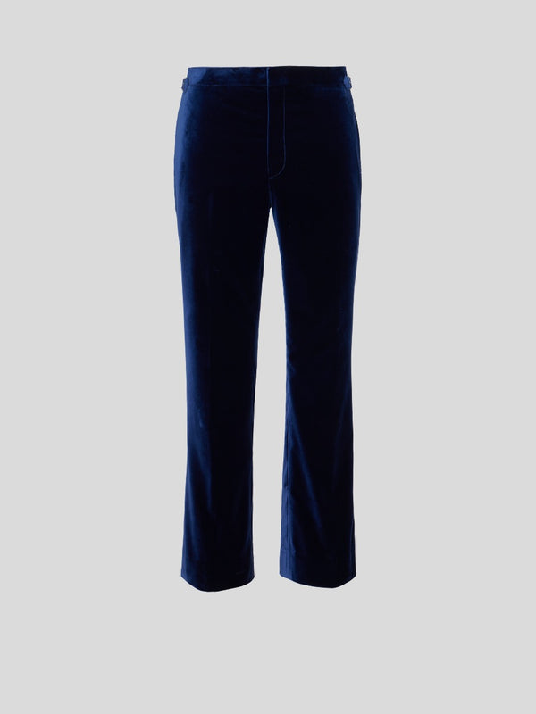 Ladies Brax Blue Velvet Trousers Sizes 824 Machine Washable