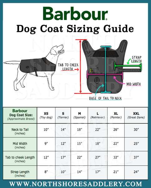 barbour dog size guide