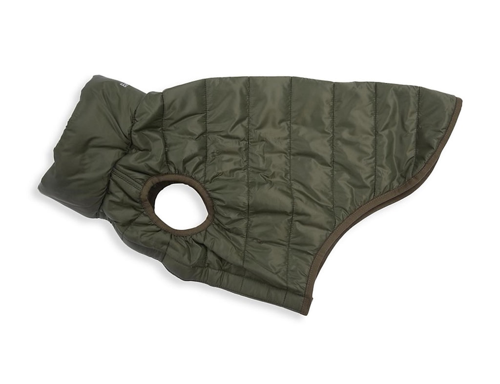 red barbour dog coat