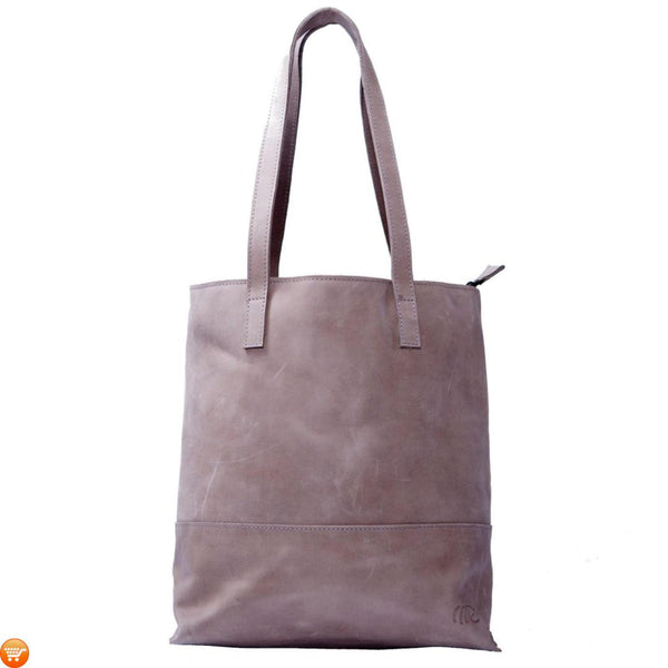 Grey Handcrafted Leather Tote – My College Zone