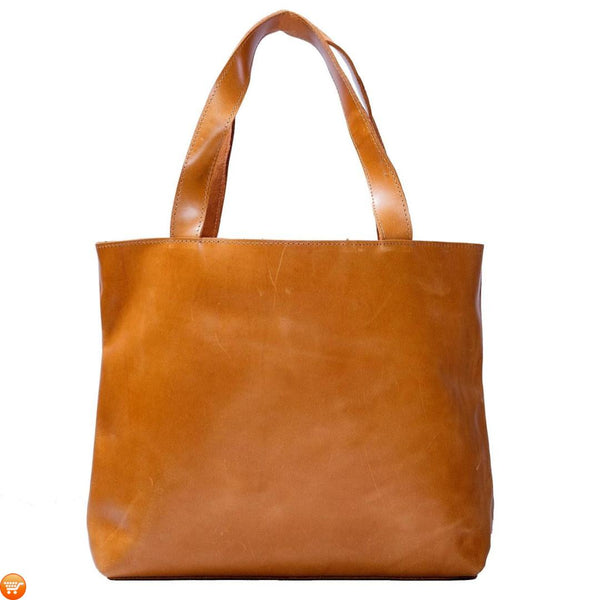 Tan Handcrafted Leather Tote – College Central