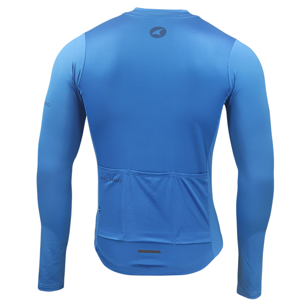Men's Aero Long Sleeve Cycling Jersey Back View #color_blue