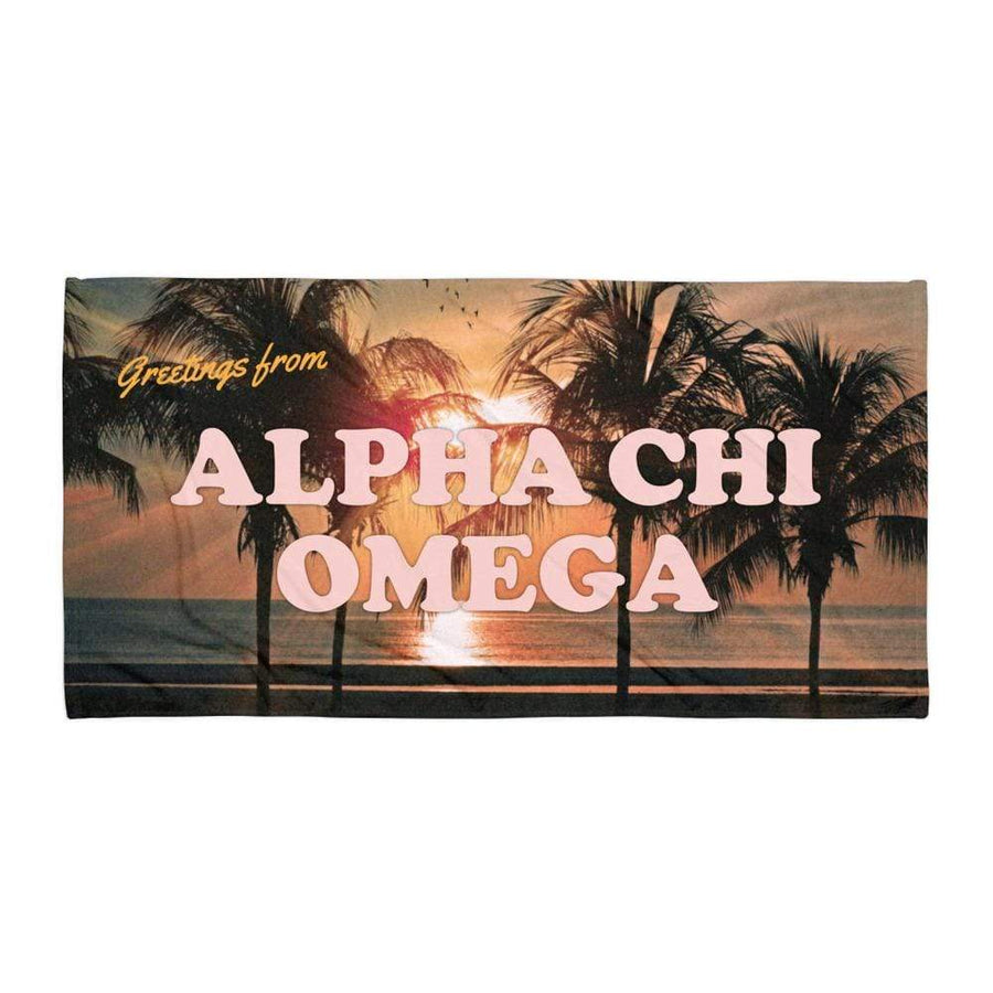 Ali & Ariel Greetings From... Beach Towel <br> (available for multiple organizations!) Alpha Chi Omega