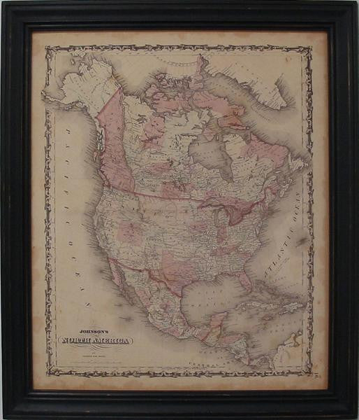 Vintage Map of North America by Johnson