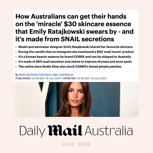 Snail Skin Care Essence Emily Ratajowski Daily Mail Nudie Glow Australia