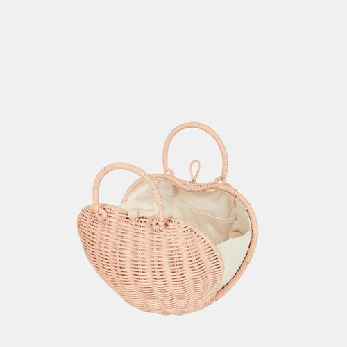 Olli Ella Rattan Heart Bag (straw)