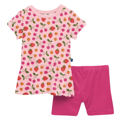 Kickee Pants Girl's Underwear Set of 3, Summer Sky Mini Fruit, Lotus