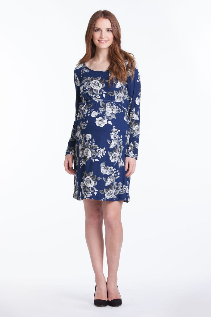 navy floral shift dress