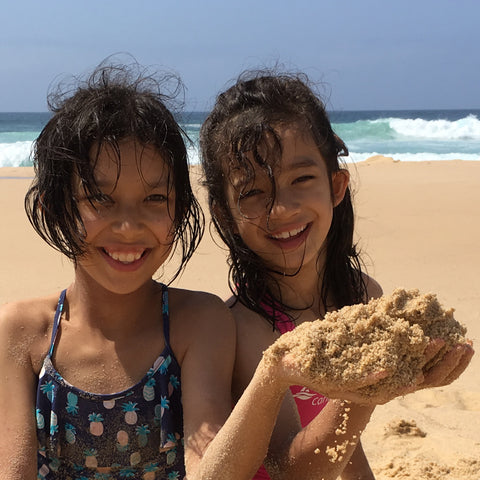 Kids having fun on the beach