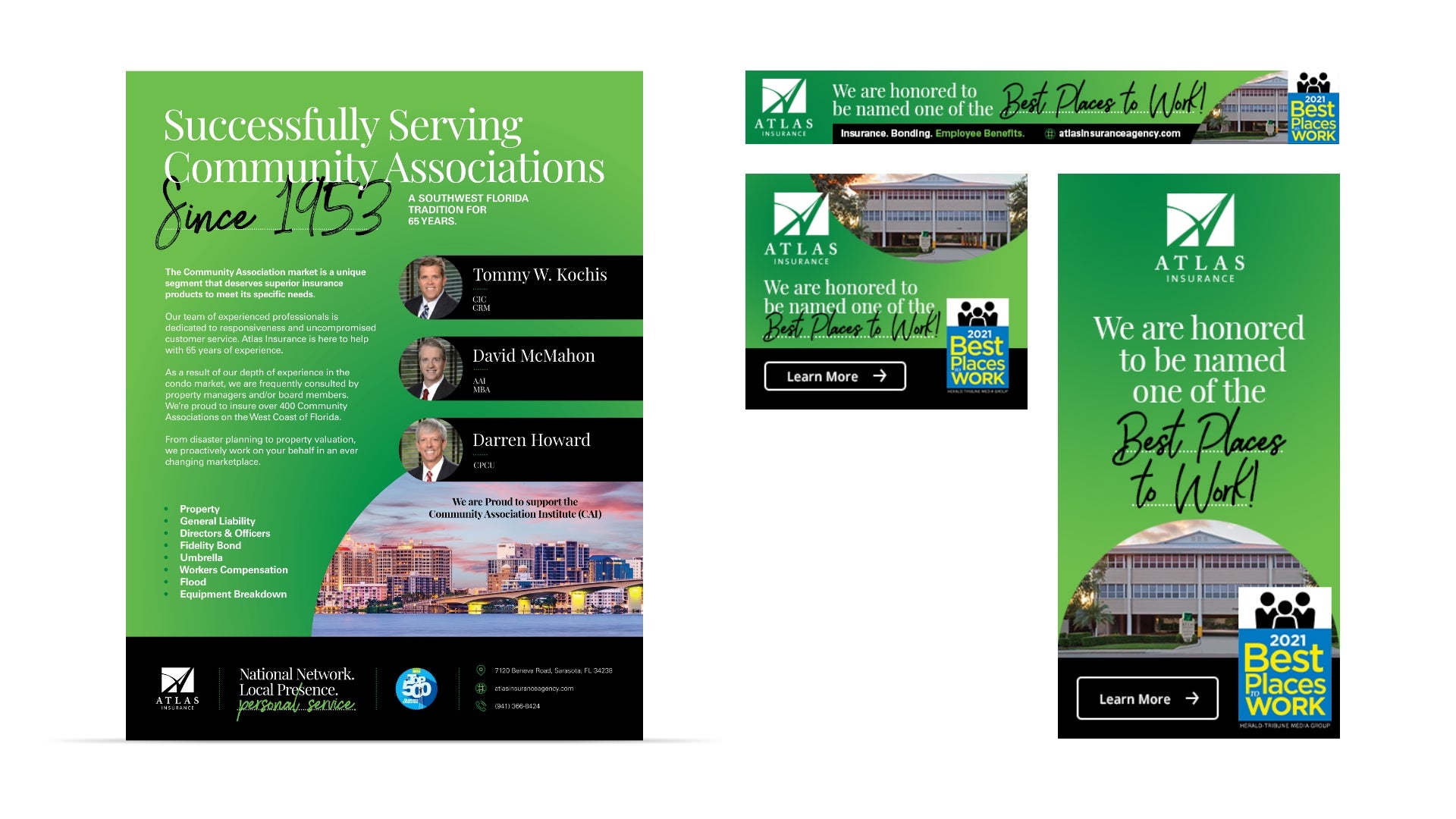 Atlas Insurance Sellsheet Design and Google Display Ad Designs by Scott Luscombe of Creatibly