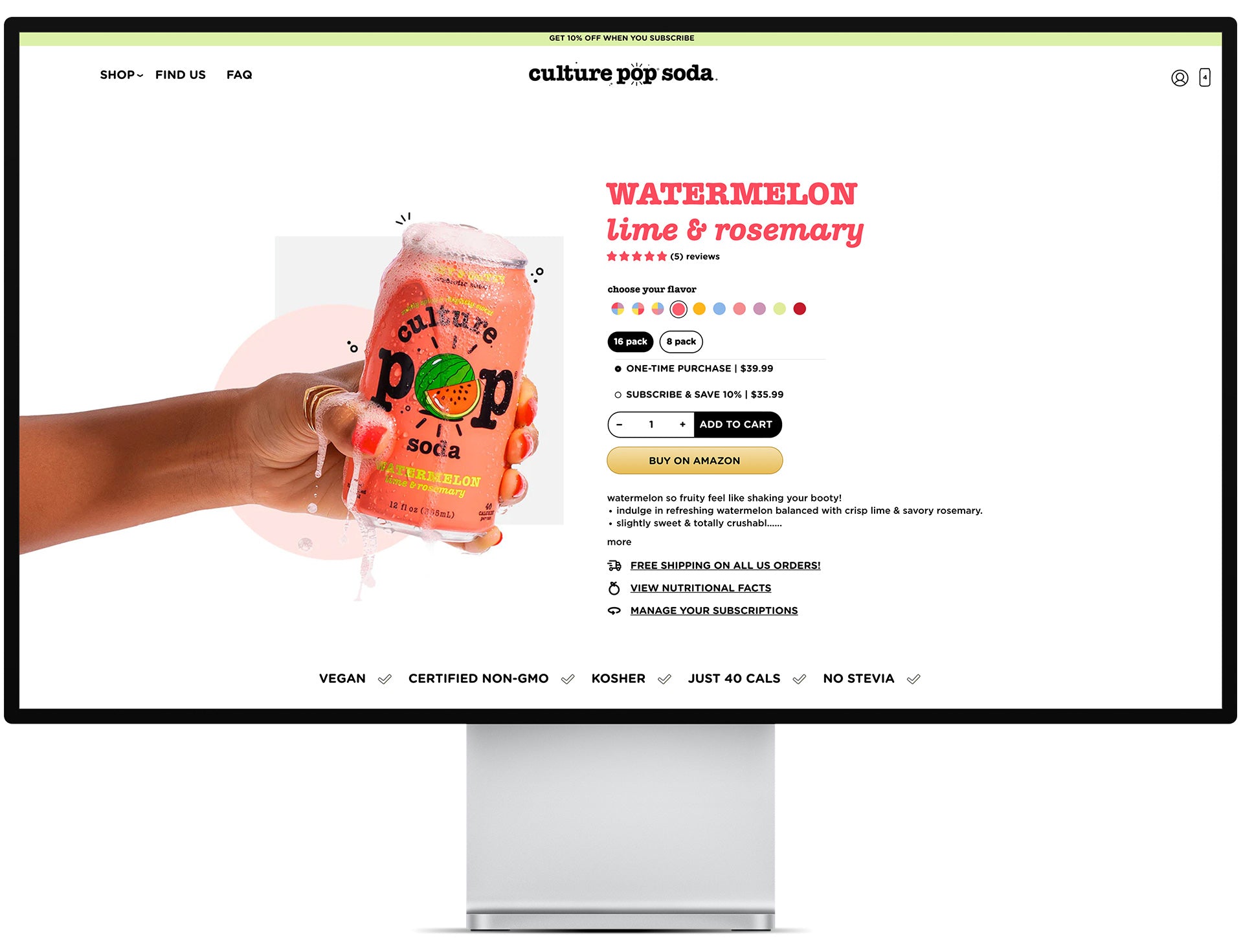 Culture Pop Soda Shopify Product Page Design and Development