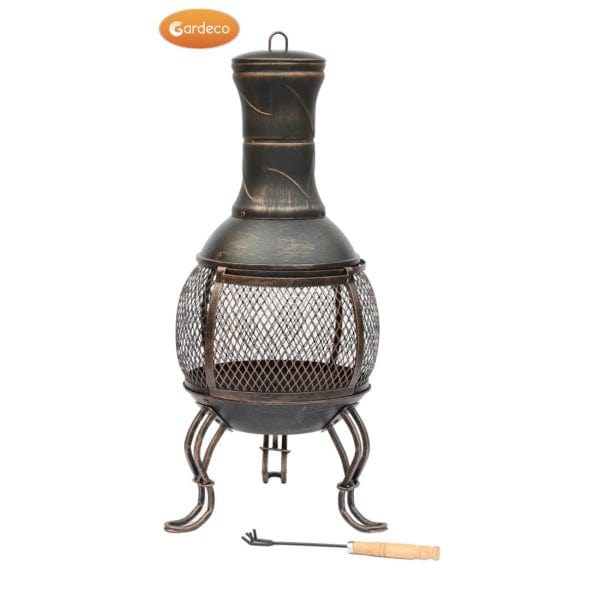 Gardeco Medium Cordoba Steel Chiminea In Bronze – Heartwarming Fires