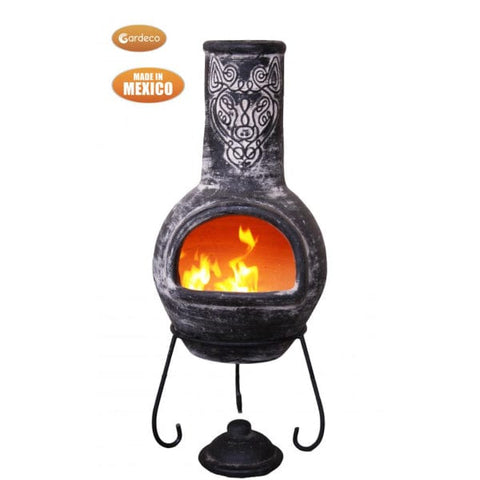 Gardeco Wulfryc Charcoal Grey Chimenea With Celtic Wolf – Heartwarming ...