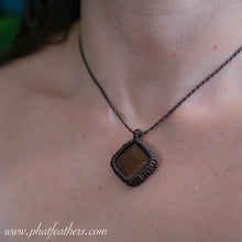 Load image into Gallery viewer, Square Goldstone Macrame Necklace
