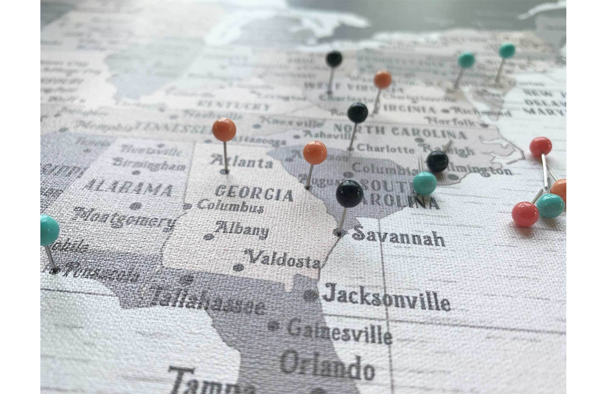 online us travel map with pins