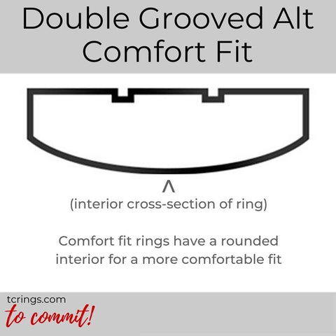Double Grooved Alt ring profile with comfort fit interior tcrings.com