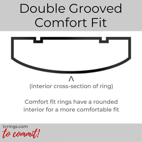 Double Grooved ring profile with comfort fit interior tcrings.com