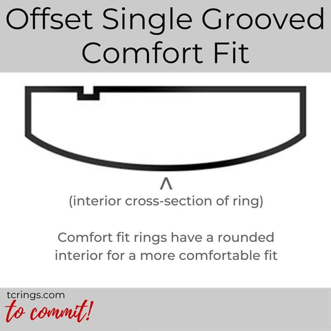 Offset Single Grooved ring profile with comfort fit interior tcrings.com