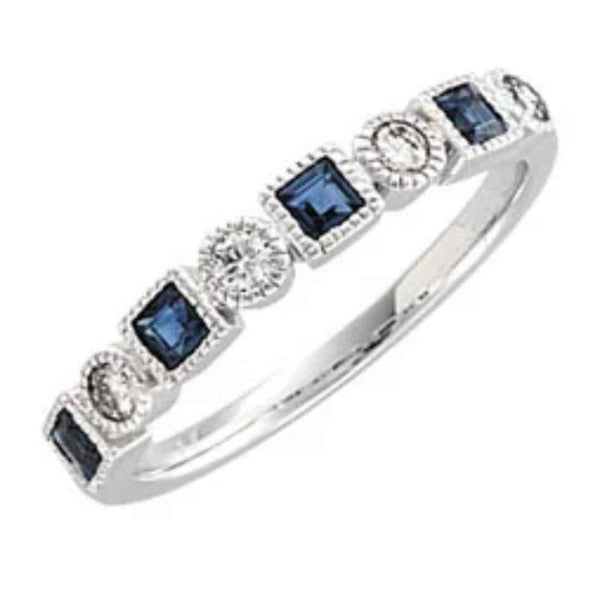 JULIE | Women's 14K White Gold Wedding Ring | Diamonds & Sapphires - TCR