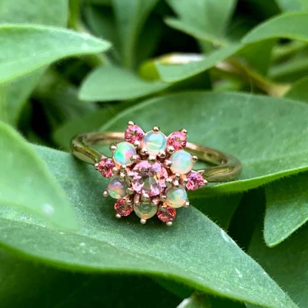 PRISCILLA | Women's Engagement Ring | Ethiopian Opal | Pink Topaz - TCR