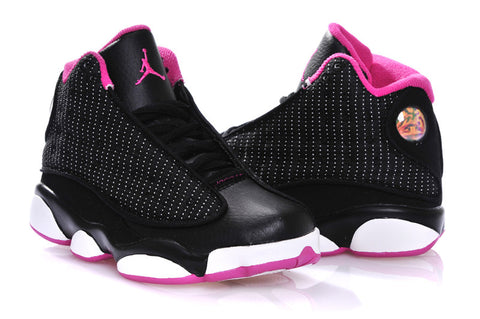 pink black and white jordans 13