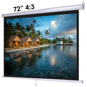 72" 4:3 Manual Pull Down Wall Mount Projector Screen