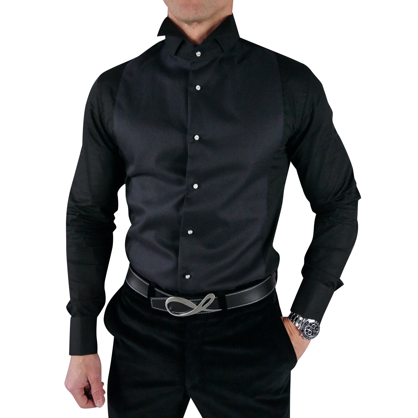 Martino Collection By Henry Segal Men's Black Tuxedo Shirt Size M 32-33