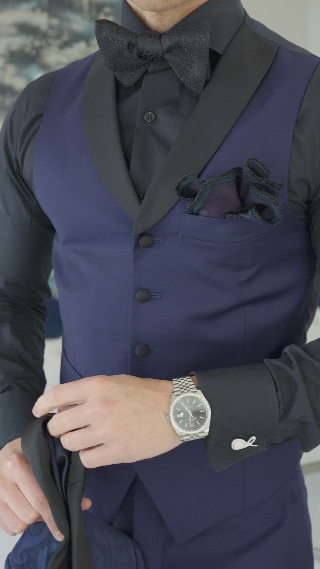 Navy Blue Double Breasted Waistcoat