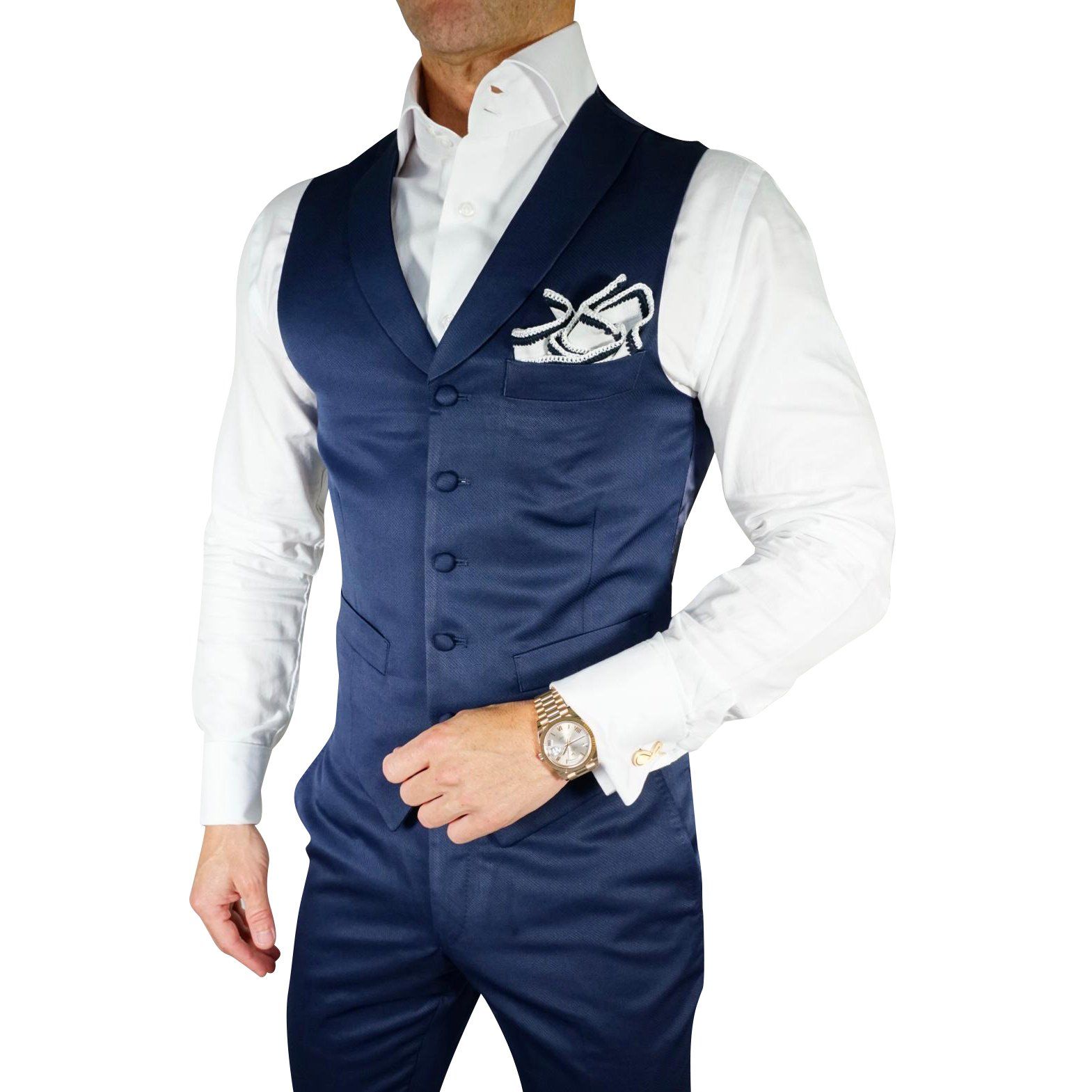 Navy Blue Lucentezza Double Breasted Waistcoat