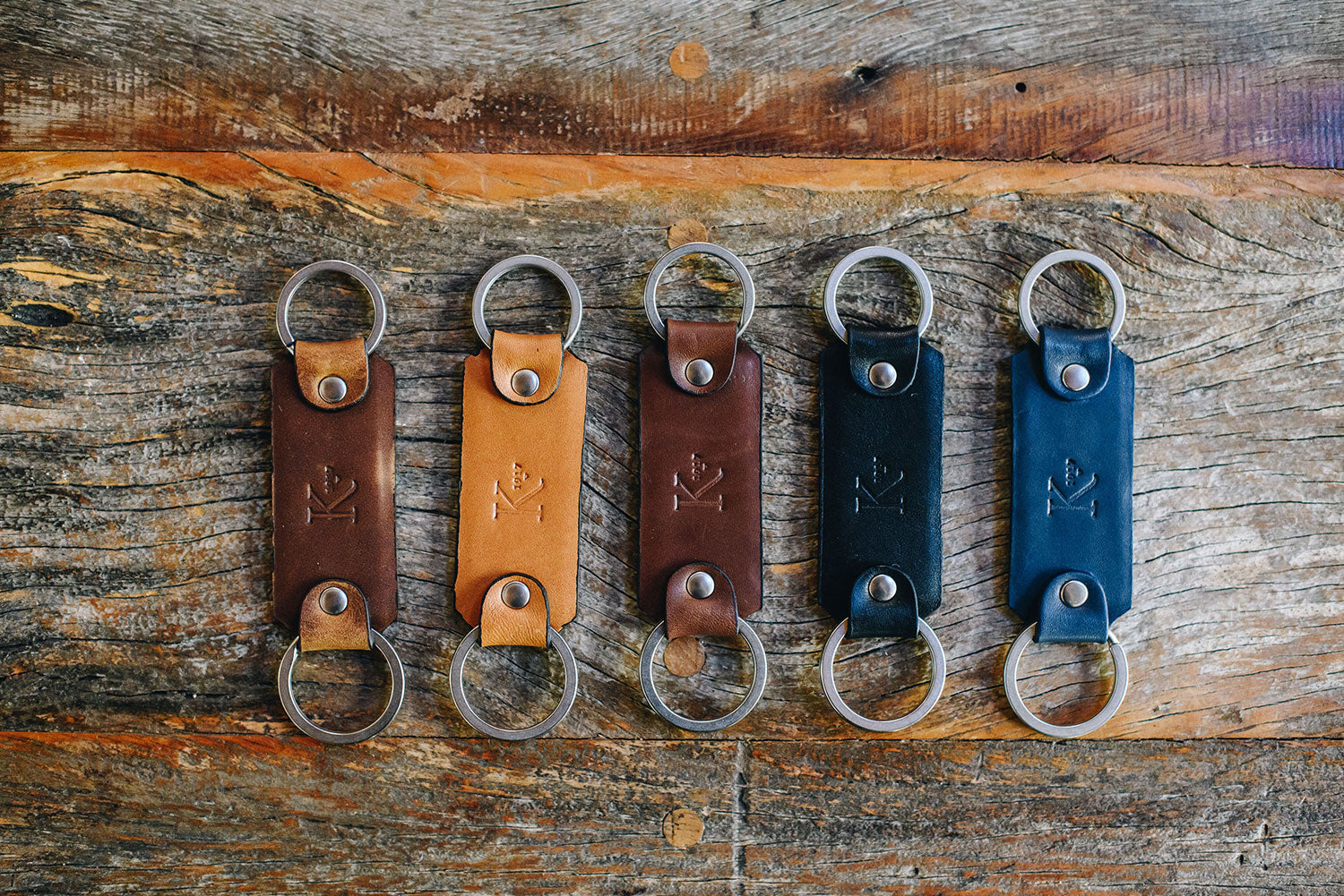 Jailers Key Ring - USA Made, Brown, Monogrammed, Full Grain Leather, Handmade by Mr. Lentz