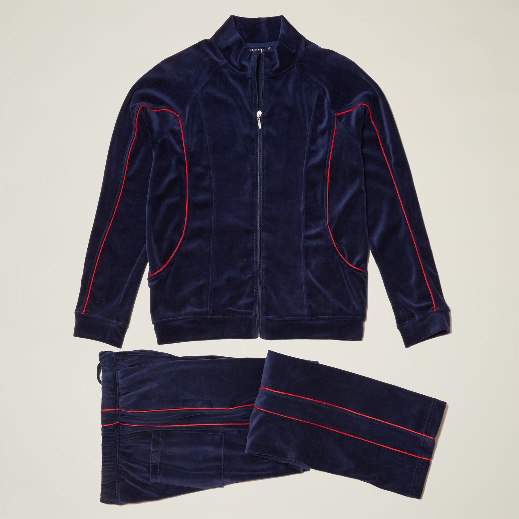 Velour Track Suit with Contrast Piping | INSERCH