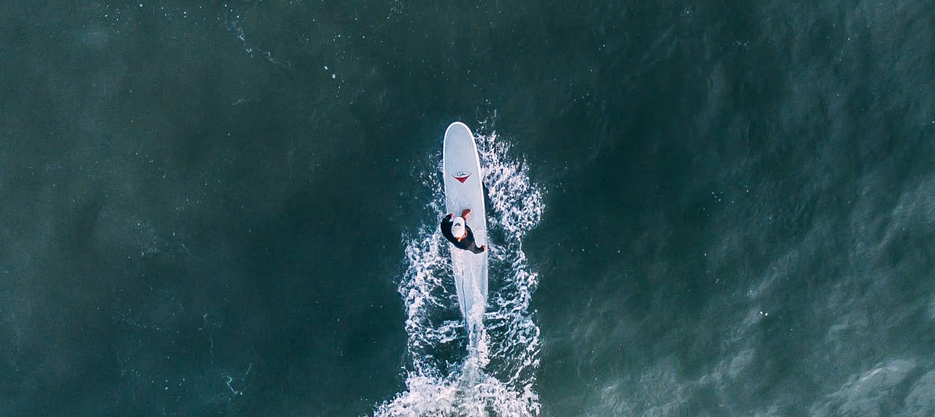 Aerial View Of Man Surfing