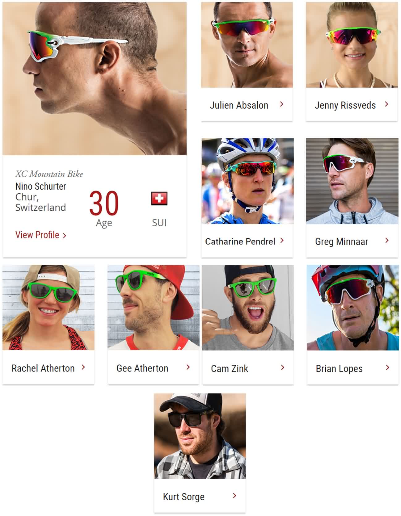 Oakley Sports 2016 Mountain Bike Athletes & Ambassadors