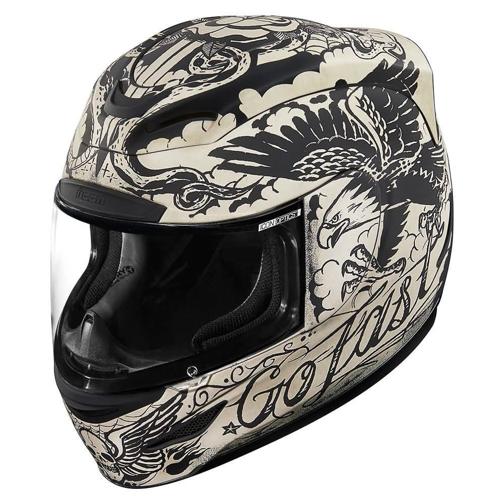 Icon Motosports All-Out Airmada Scrawl Street Helmets