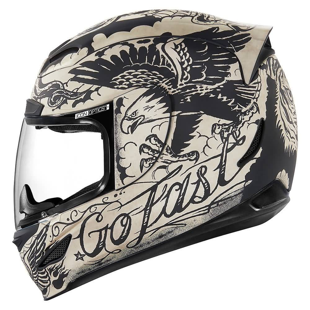 Icon Motosports All-Out Airmada Scrawl Street Helmets