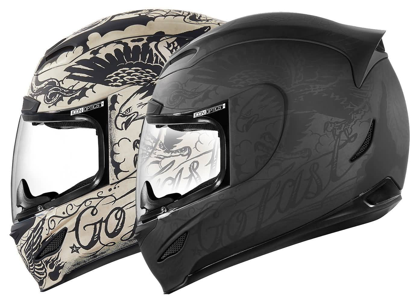 Icon Motosports All-Out Airmada Scrawl Street Helmets