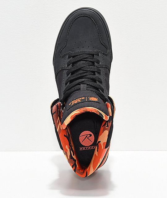 Supra x Rothco Vaider Black & Savage Orange Camo Skate Shoes