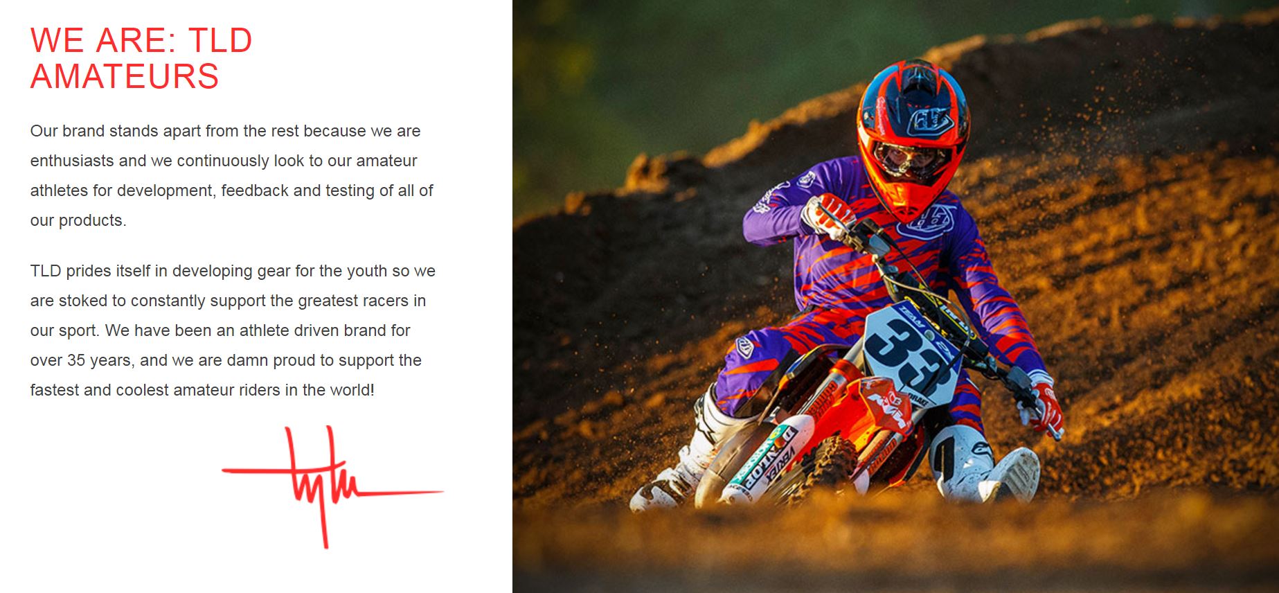 Troy Lee Designs Amateur Motorcycle MX Athletes Sponsored Team 2016