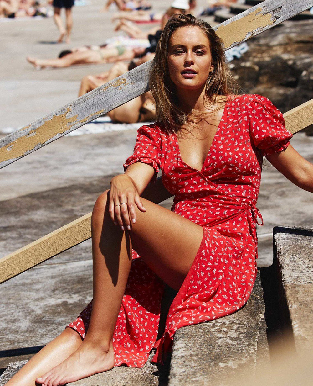 Cherry Bomb Midi Wrap Dress - Steph Claire Smith