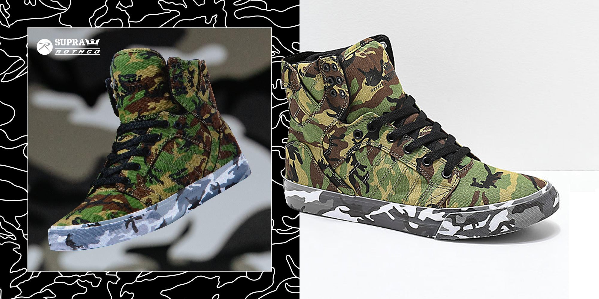 Supra x Rothco Skytop Green Camo Skate Shoes