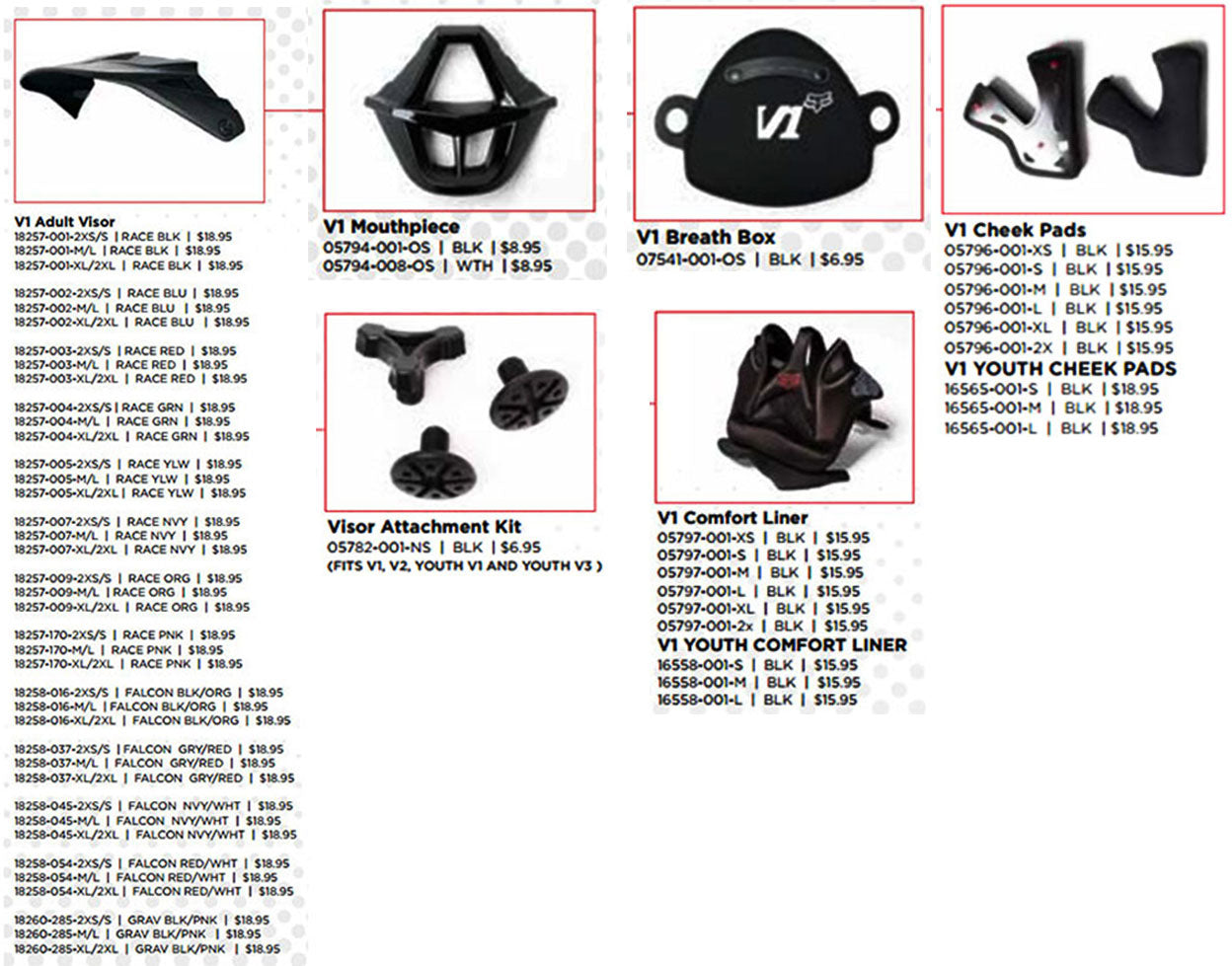 Fox Racing Spare Parts Breakdown 2017