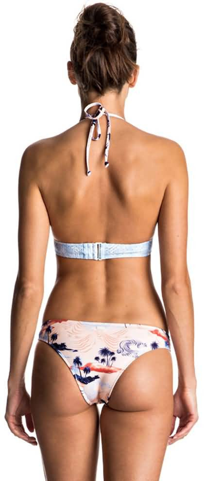 Grey, Womens Roxy Swimwear Pop Surf High Neck Separate Bikini Top Pale  Dogwood Crystal