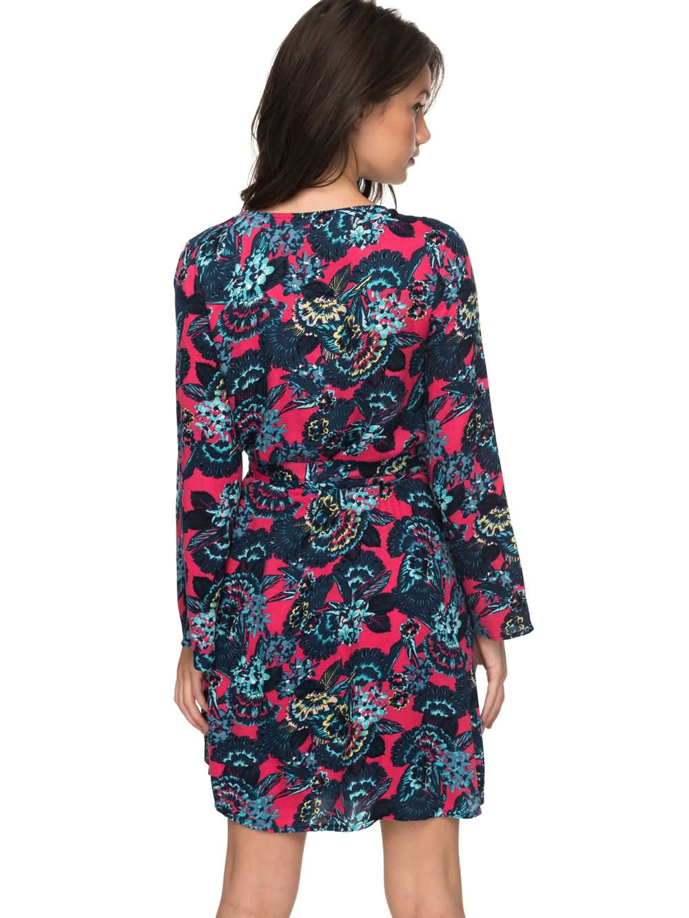 Roxy 2018 Tropical Days Small Hours Printed Flared Sleeve Wrap Dress