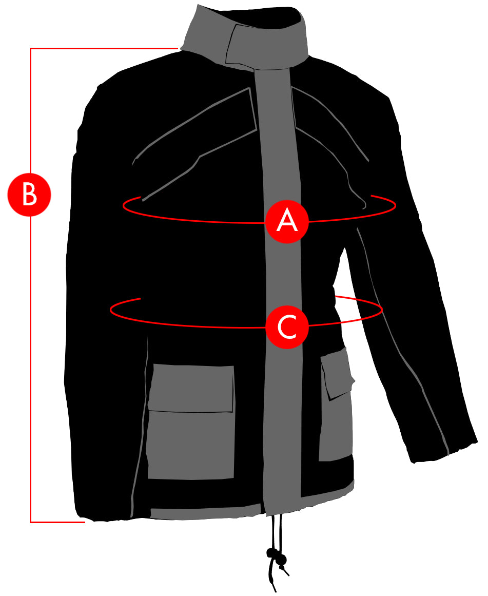 Joe Rocket Rainsuit Jacket Size Charts