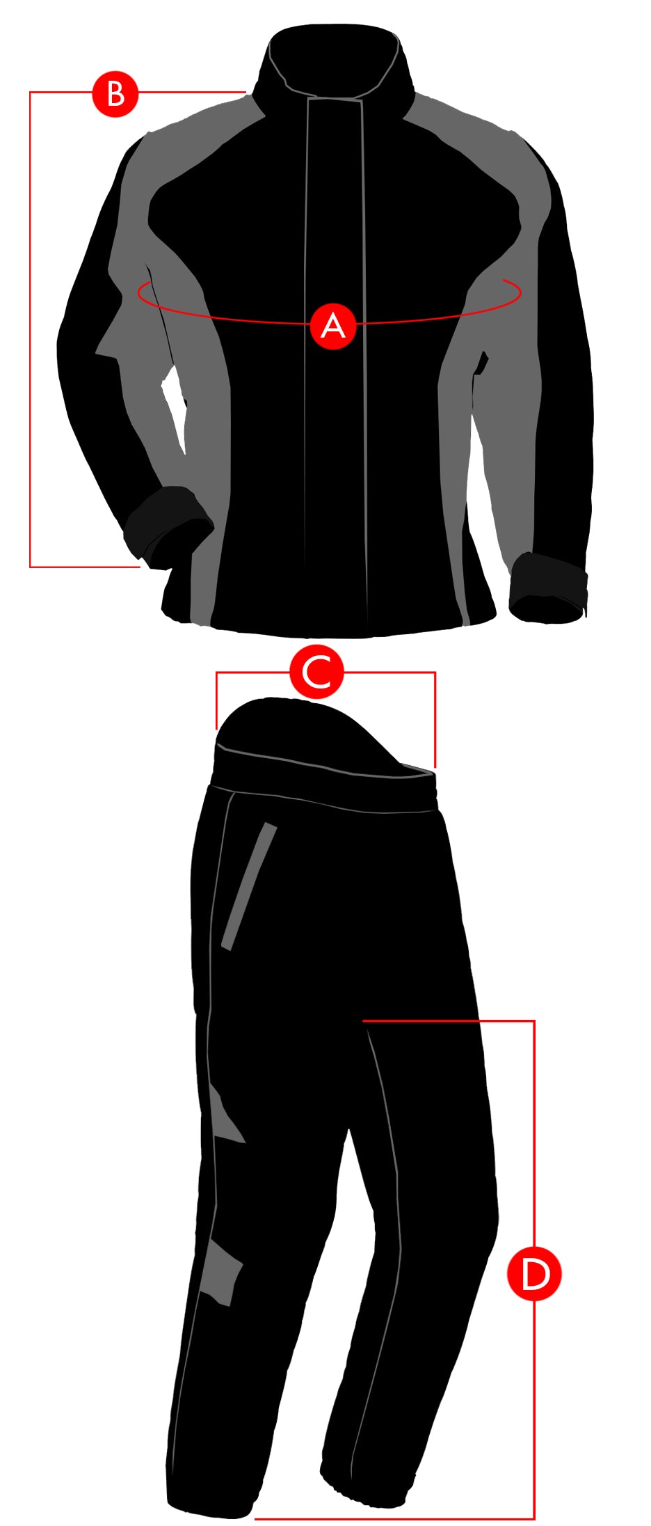 Tour Master Rain Suit Pants Size Charts